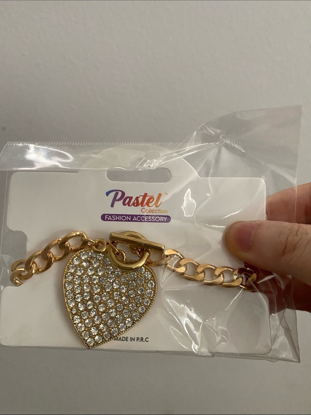 Pastels Gold Heart Crystal Charm Bracelet